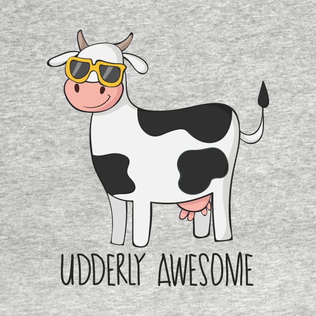 Udderly Awesome- Funny Cow Wearing Sunglasses Gift by Dreamy Panda Designs